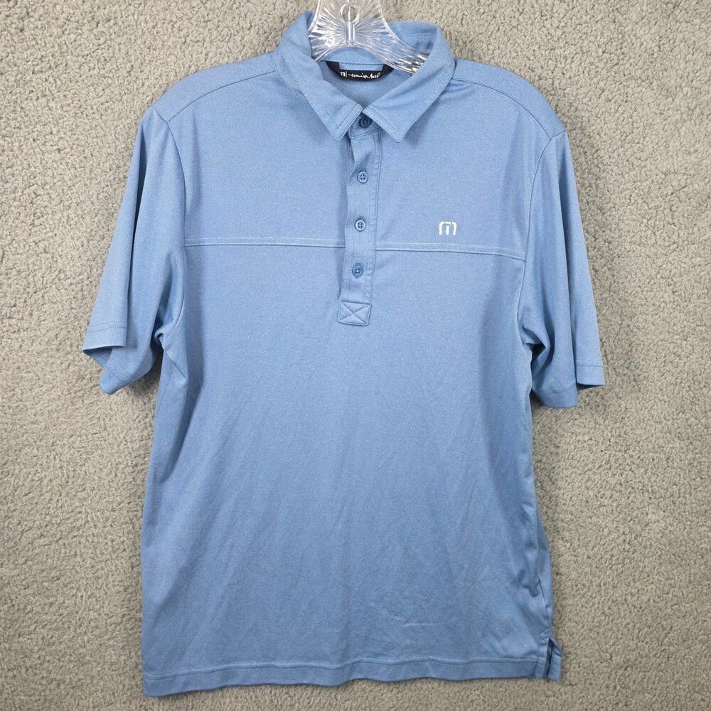 Travis Mathew Polo Shirt Mens Blue Short Sleeve Size S